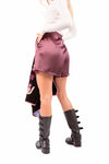 Short in Satin Bordeaux con Applicazione in Pizzo donna Tensione in - 3