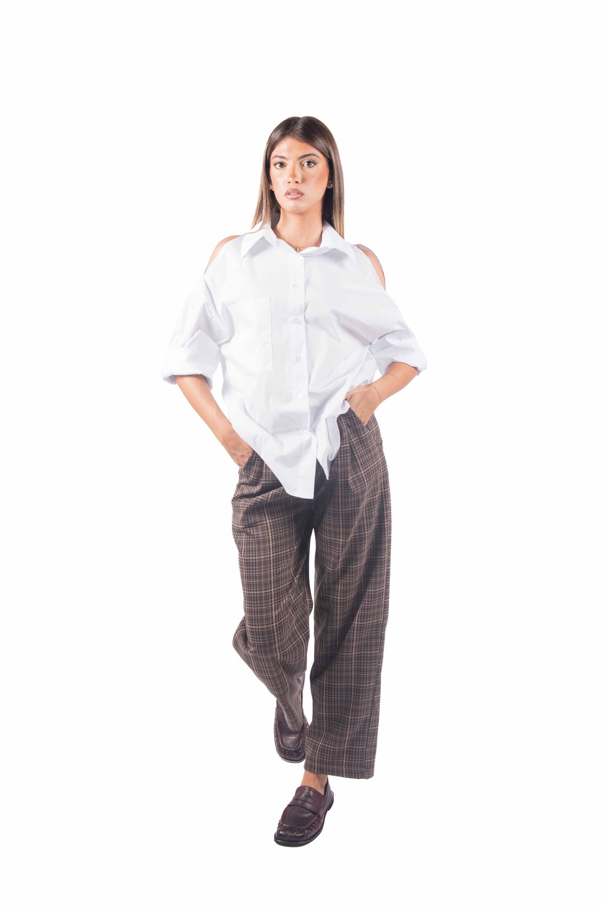 Pantaloni Sartoriali a Quadri donna Miss love - 2
