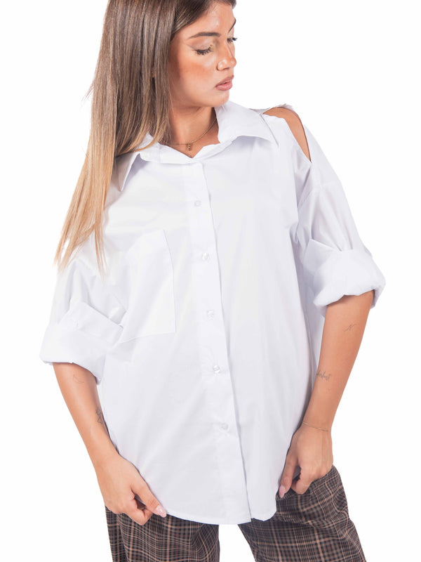 Camicia Popeline Cut-out sulle Spalle da donna Miss love
