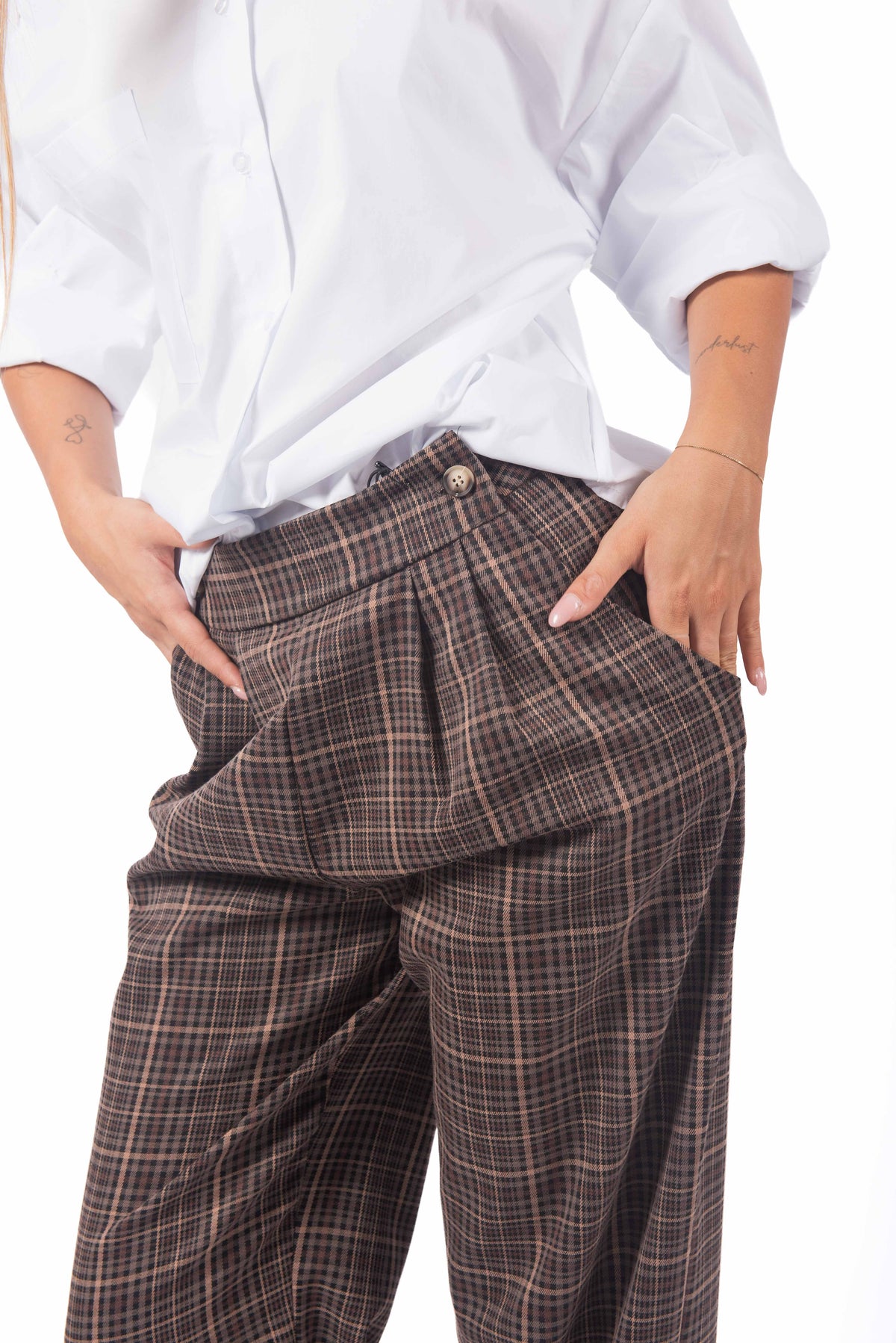Pantaloni Sartoriali a Quadri donna Miss love - 5