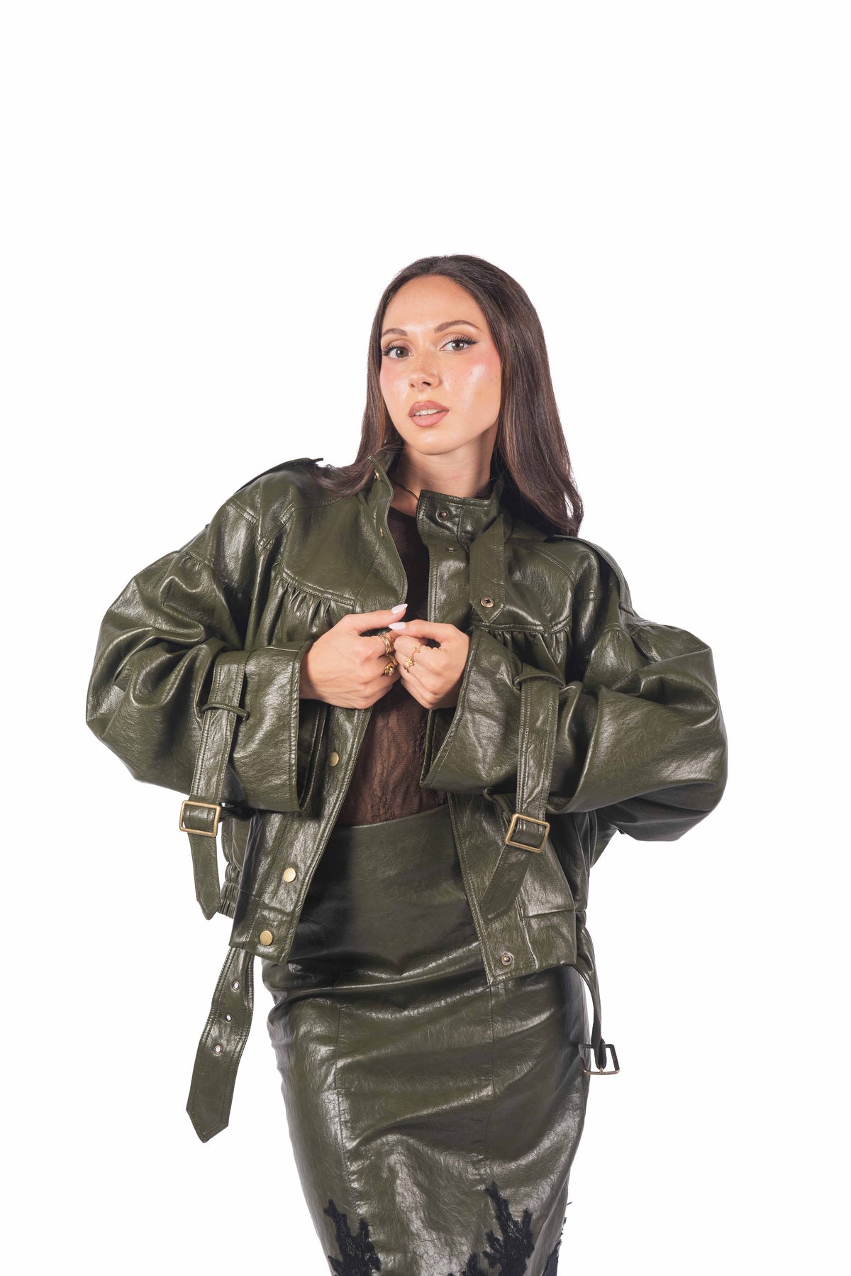 Giacca Corta in Ecopelle con Arricciature donna Miss love - 5
