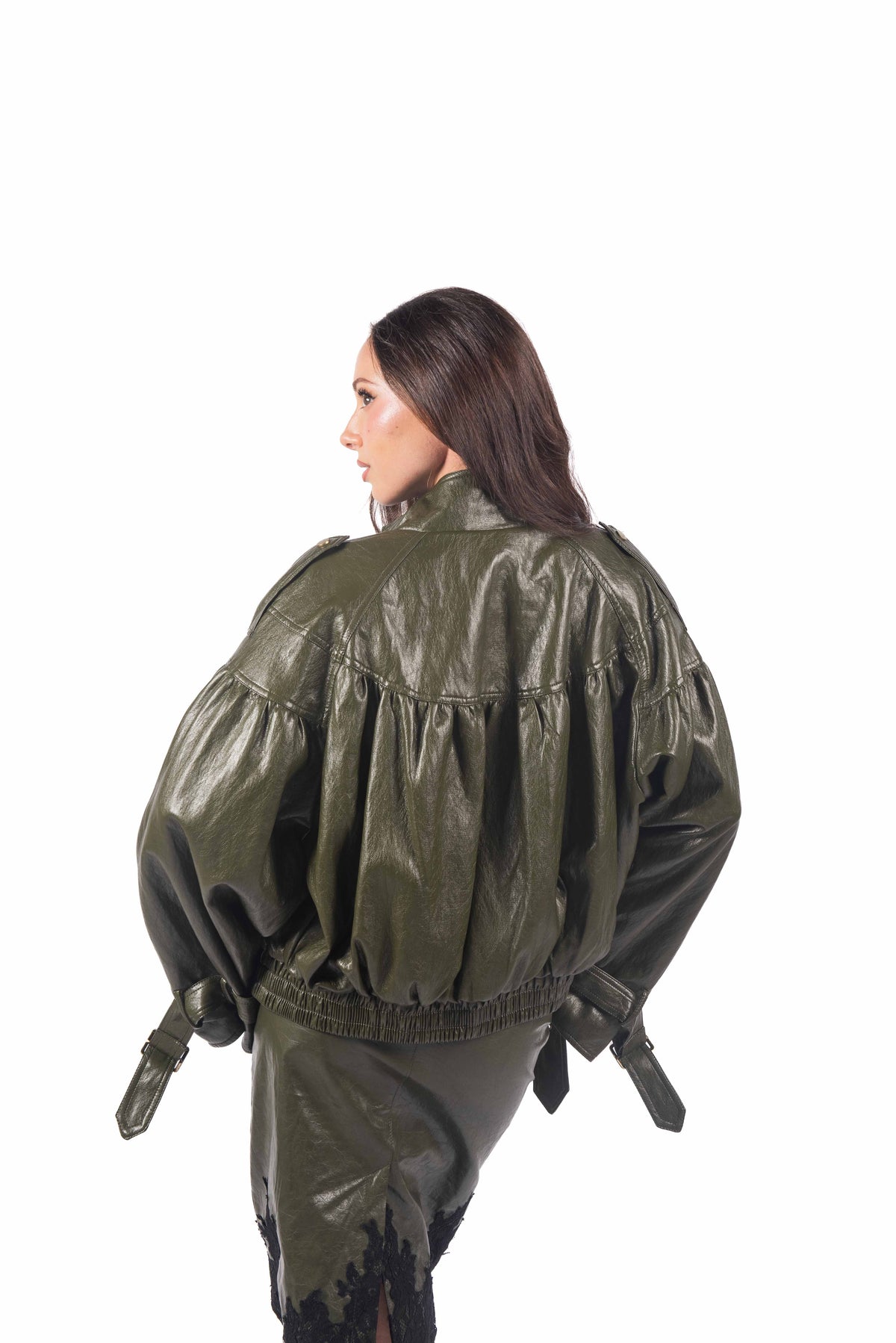 Giacca Corta in Ecopelle con Arricciature donna Miss love - 2