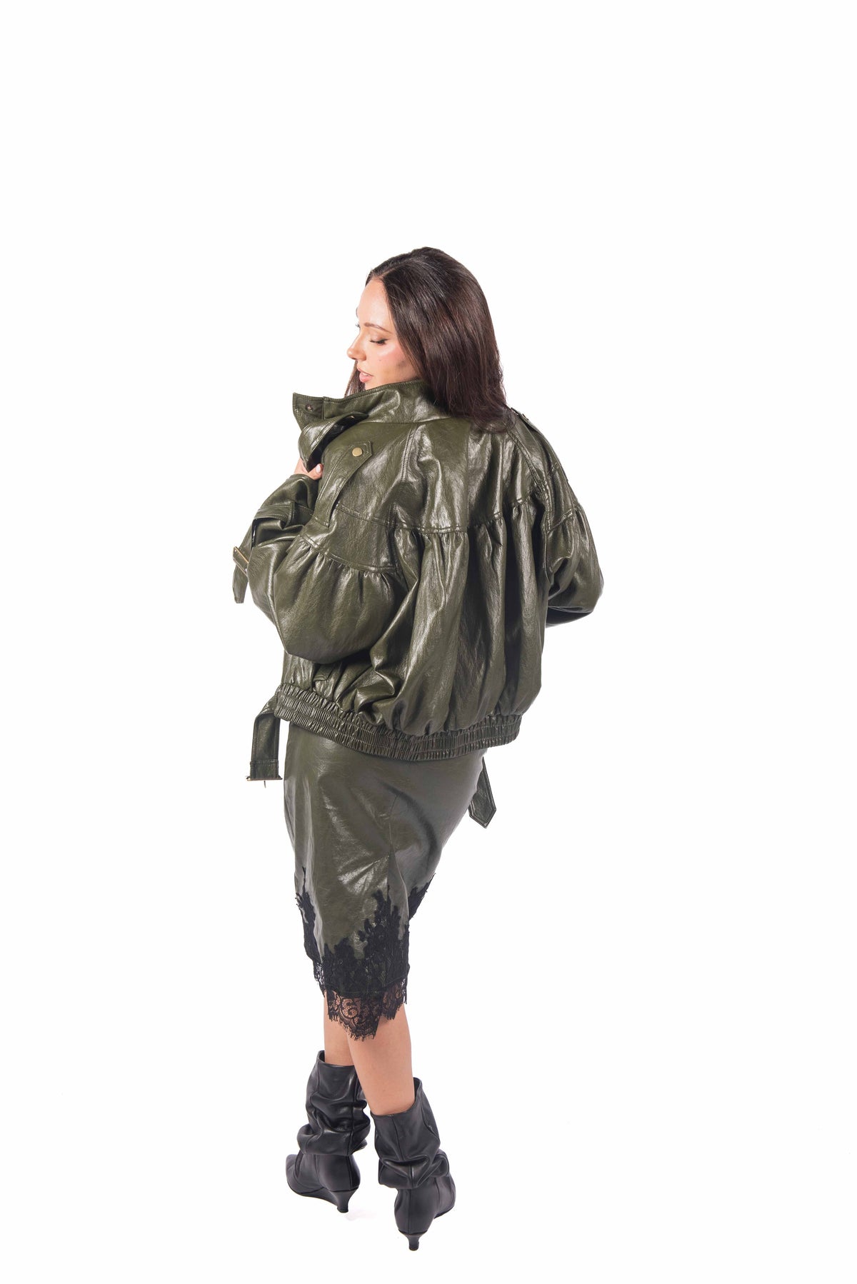 Giacca Corta in Ecopelle con Arricciature donna Miss love - 4