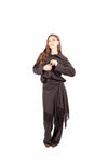Camicia Nera Fluida Maxi Collo donna Tensione in - 2