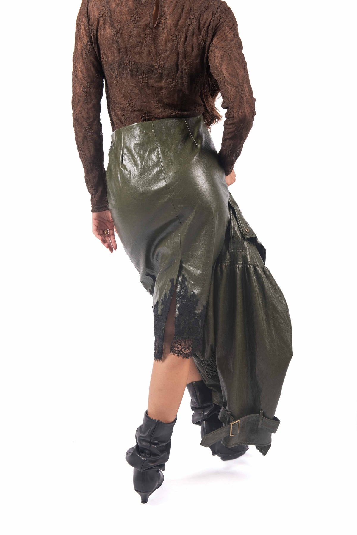 Gonna Midi in EcoPelle con Pizzo donna Miss love - 4