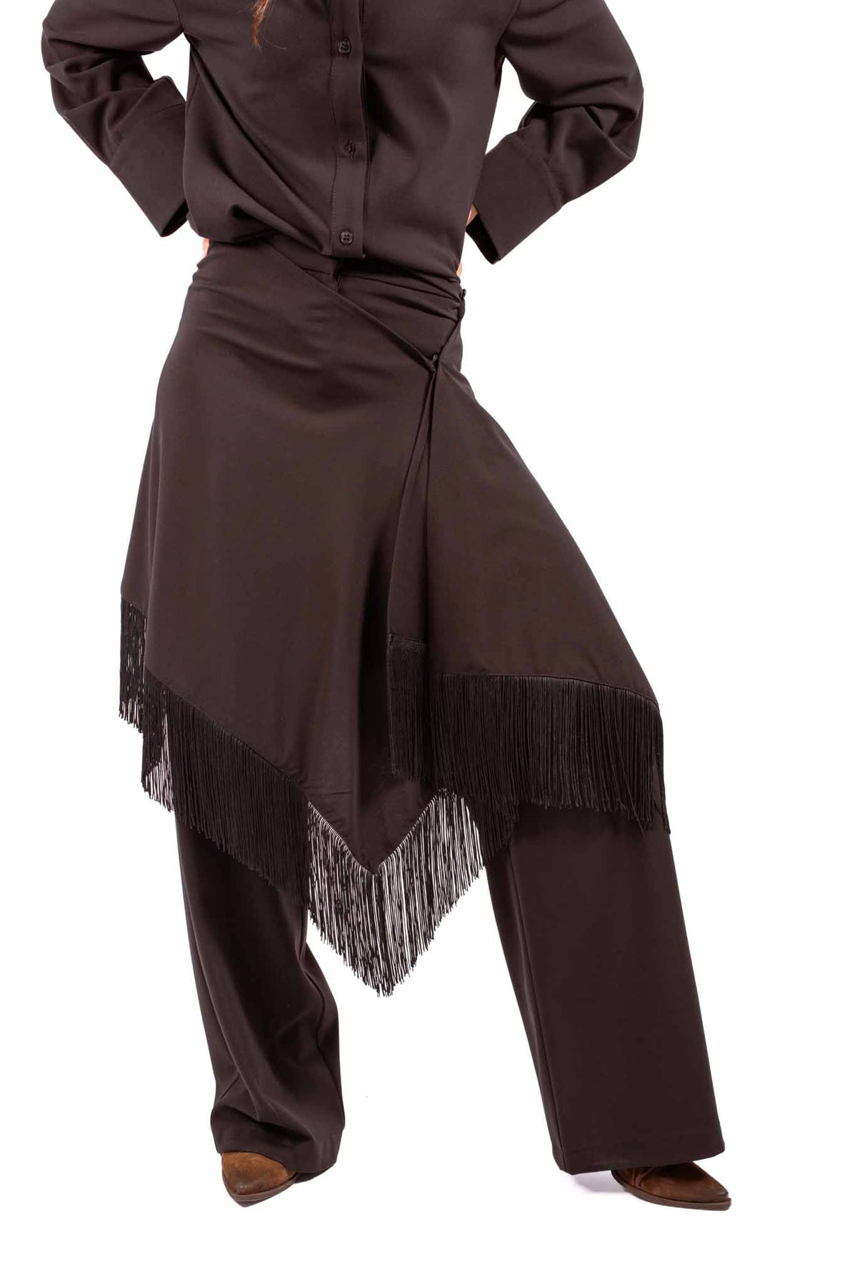 Pantaloni Neri con Gonna Pareo Rimovibile donna Tensione in - 4