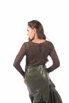 Maglia in Pizzo Strutturato Cioccolato donna Miss love - 2
