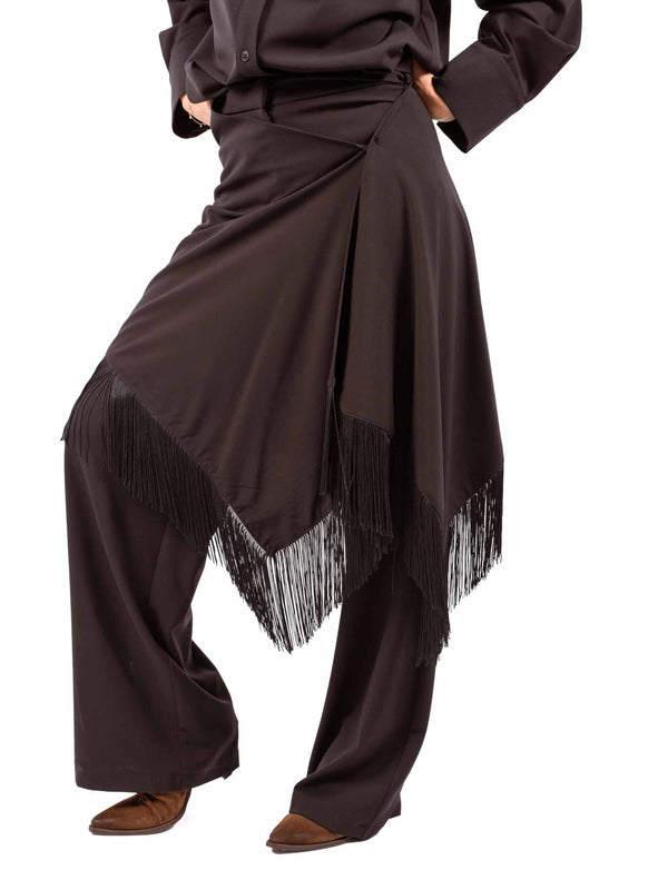 Pantaloni Neri con Gonna Pareo Rimovibile da donna Tensione in