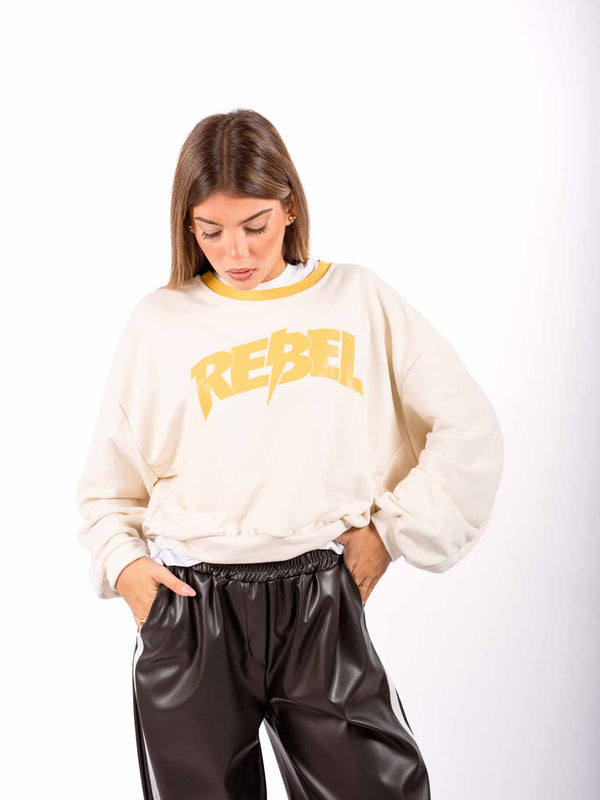 Felpa Girocollo Panna "Rebel" da donna Miss love
