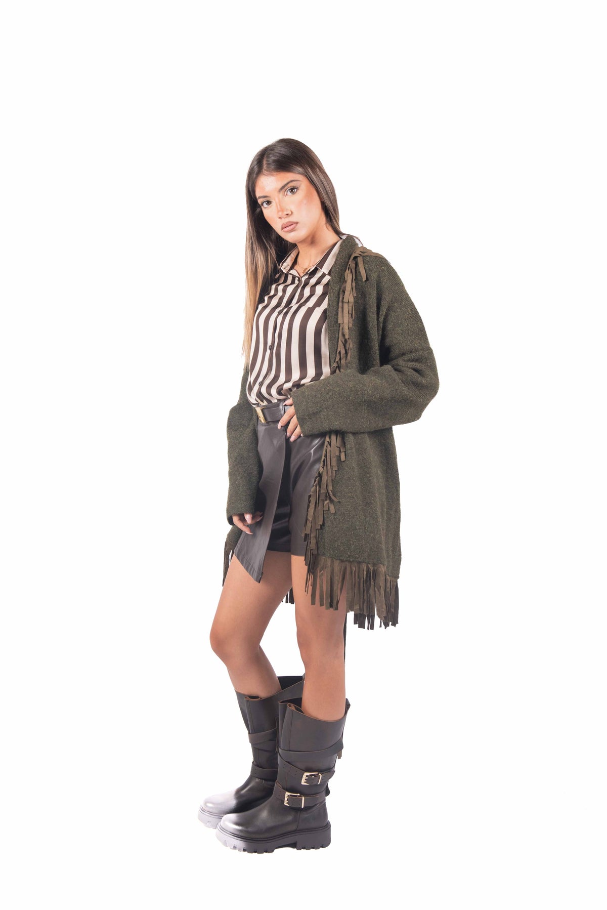 Cardigan Lungo con Frange donna Miss love - 4