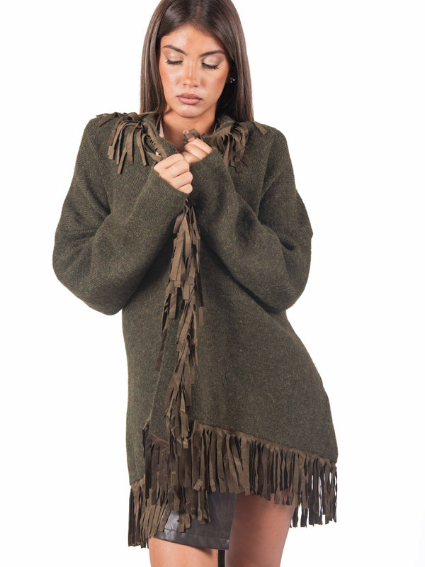 Cardigan Lungo con Frange da donna Miss love