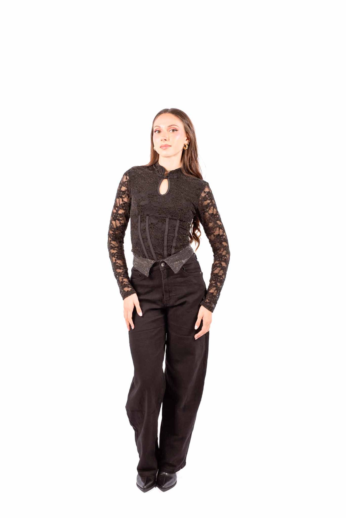 Top Stile Corsetto in Pizzo Nero donna Miss love - 2