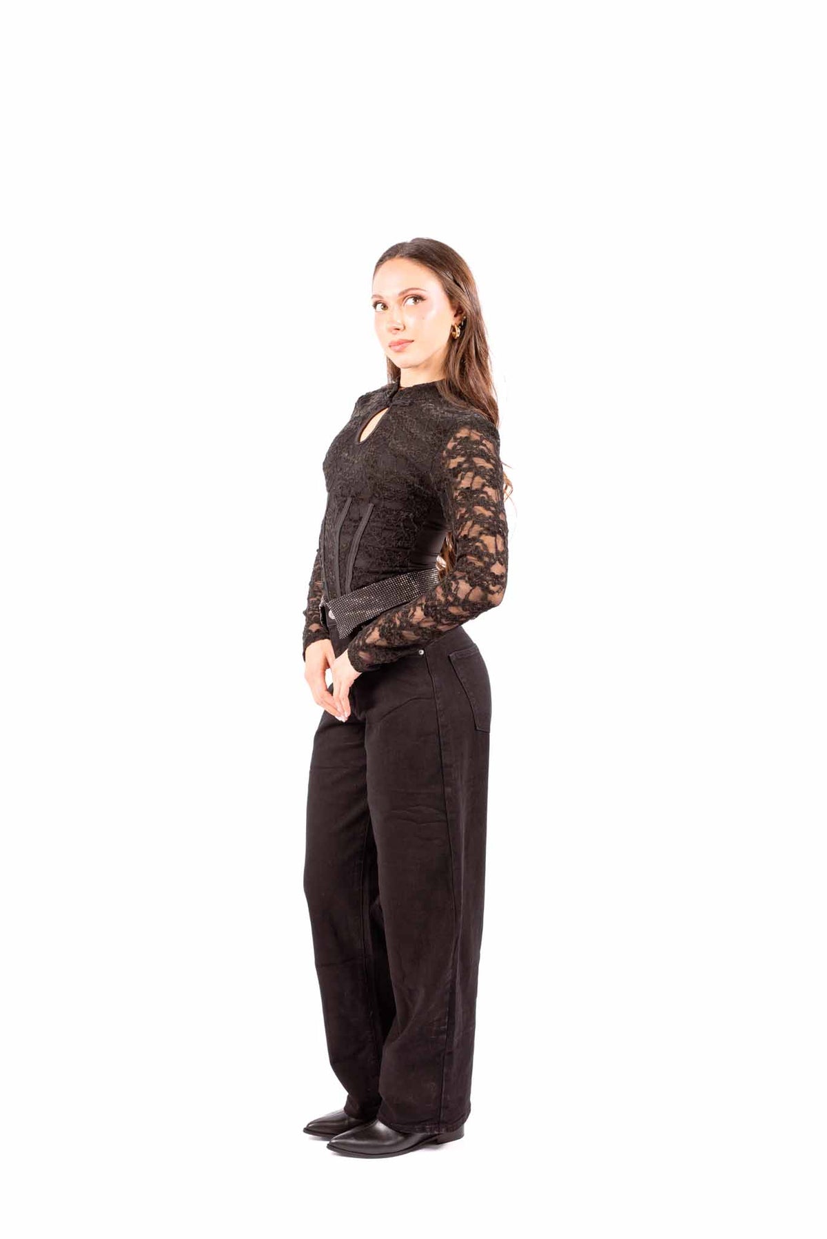 Top Stile Corsetto in Pizzo Nero donna Miss love - 4