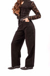Jeans Barrel Fit Neri con Risvolto Strass donna Miss love - 2