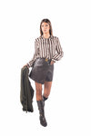 Camicia Satin a Righe Panna/Cioccolato donna Miss love - 2