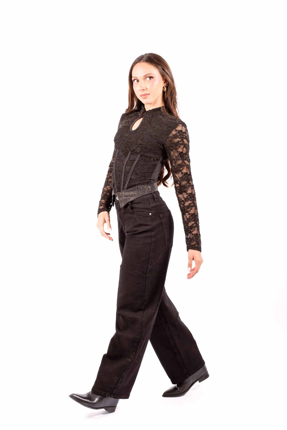 Top Stile Corsetto in Pizzo Nero donna Miss love - 6