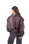 Giacca Corta Effetto Pelle Bordeaux donna Miss love - 2
