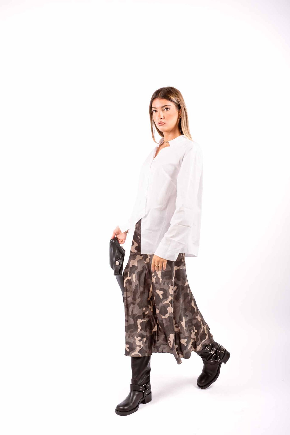 Camicia Bianca Asimmetrica con Bottoni Incrociati donna Miss love - 3