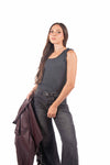 Top a Costine Grigio con Bordi Arricciati donna Miss love - 3