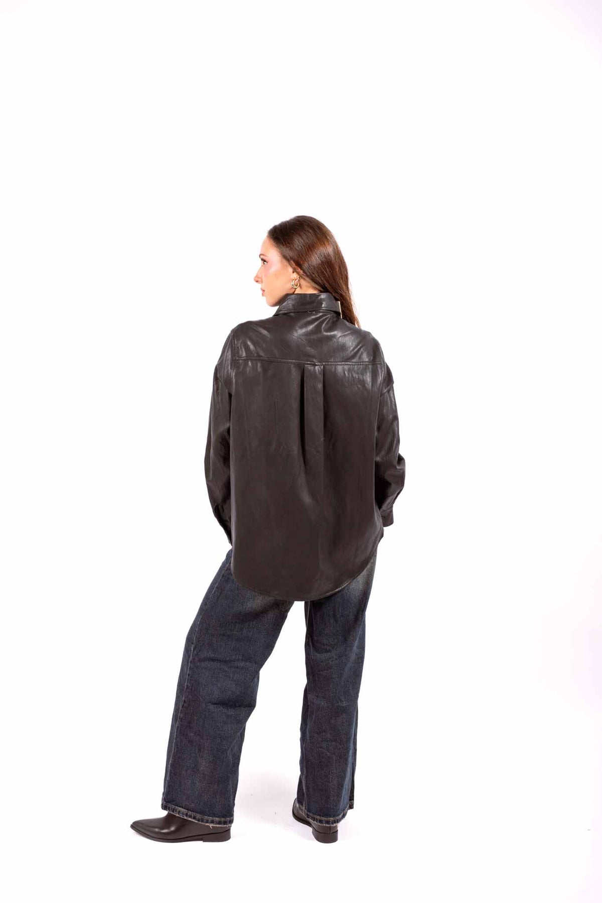 Camicia Oversize in Ecopelle Nera donna Miss love - 5