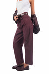 Pantaloni Barrel Fit Bordeaux con Cintura donna Miss love - 5