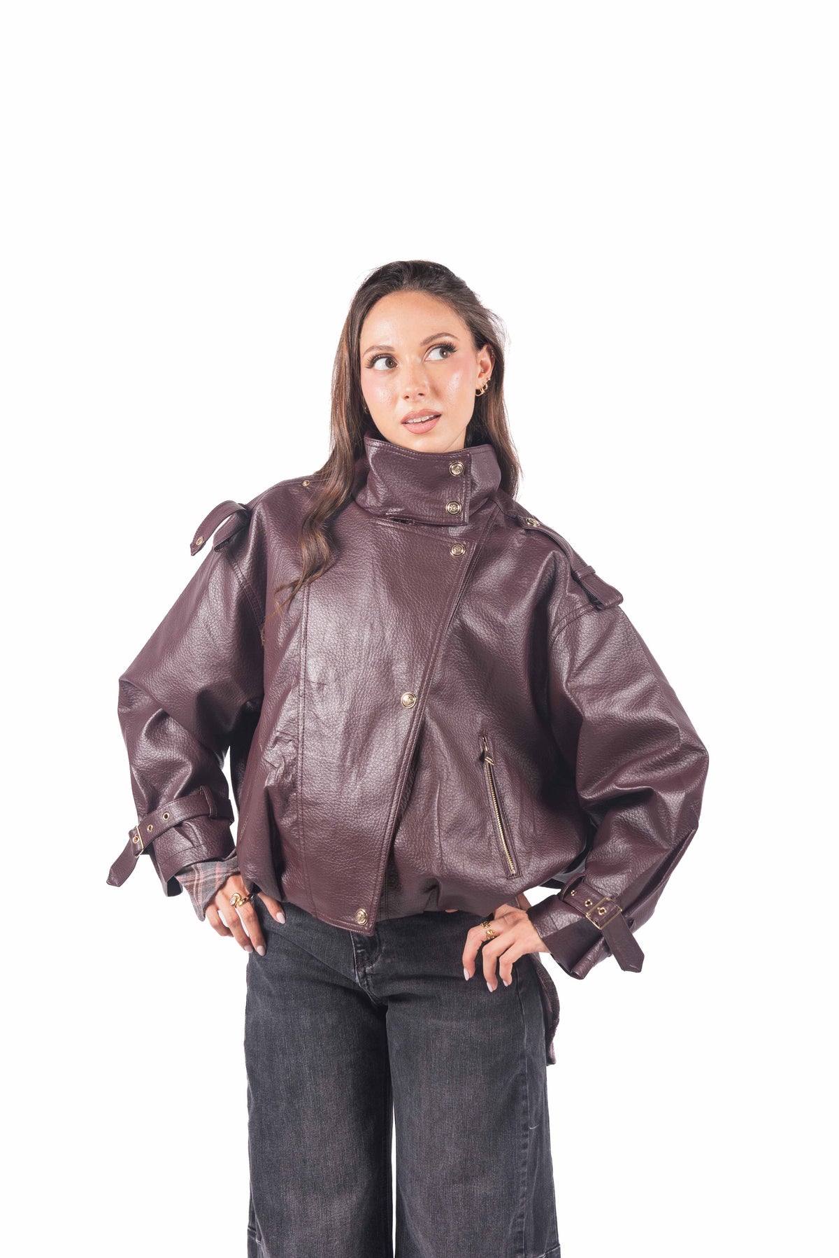 Giacca Oversize EcoPelle Bordeaux donna Miss love - 4