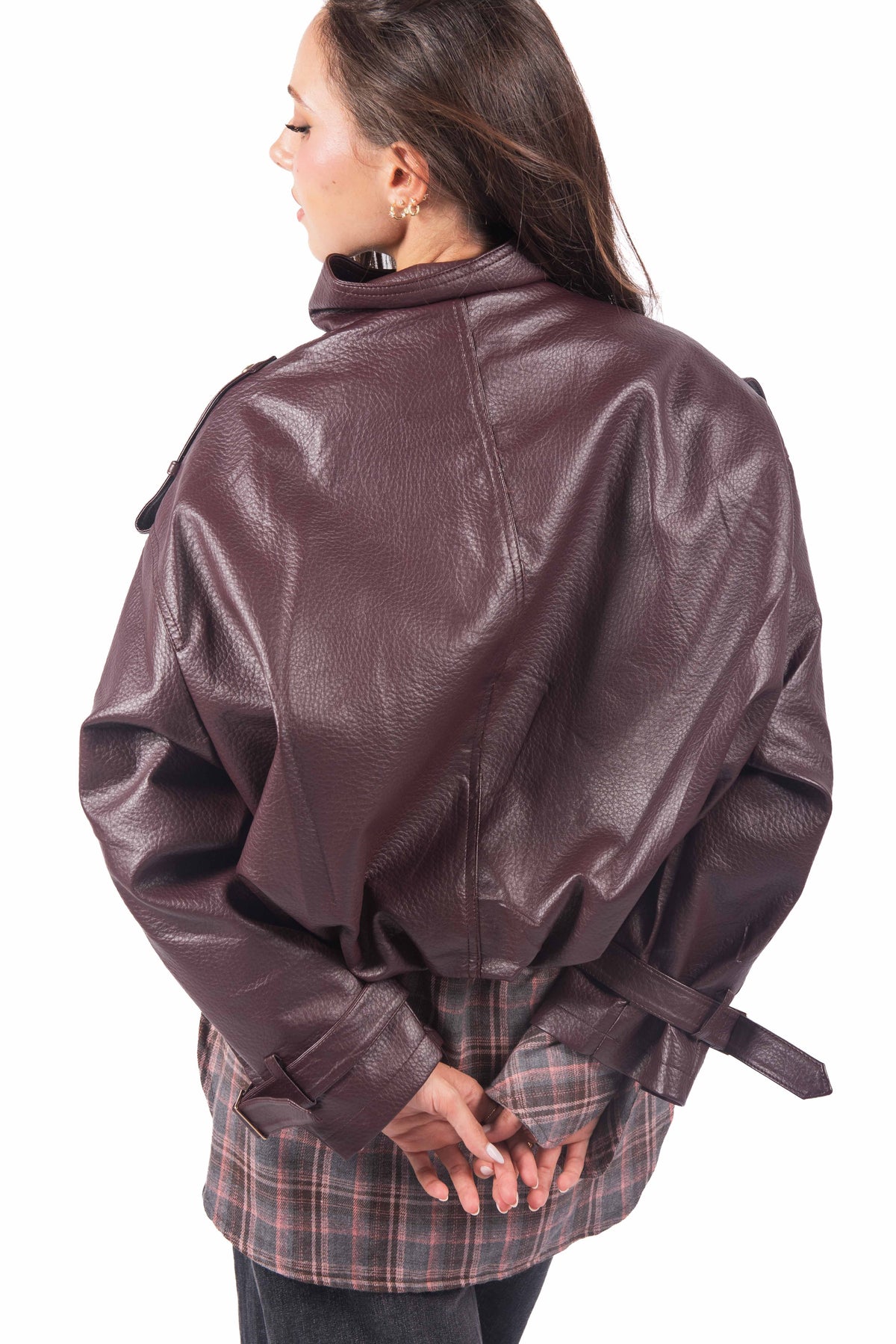Giacca Oversize EcoPelle Bordeaux donna Miss love - 3