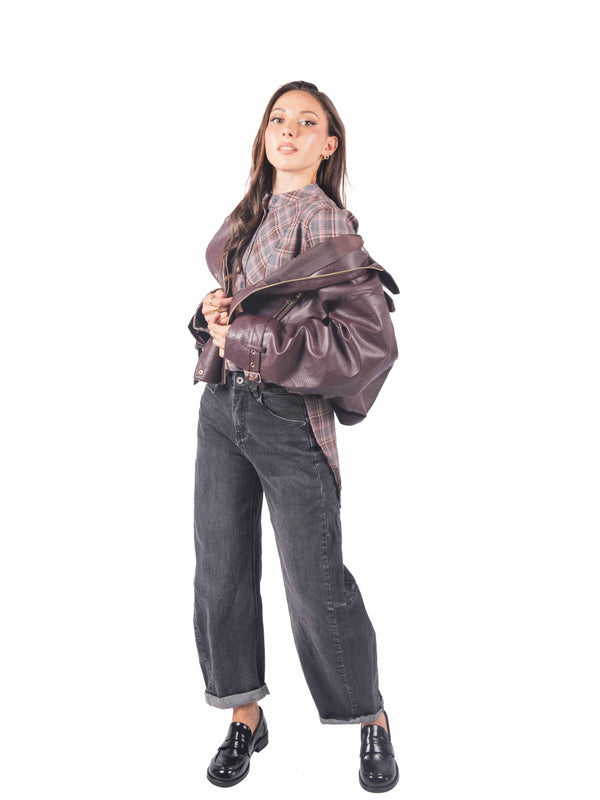 Jeans Barrel Fit Grigio da donna Miss love