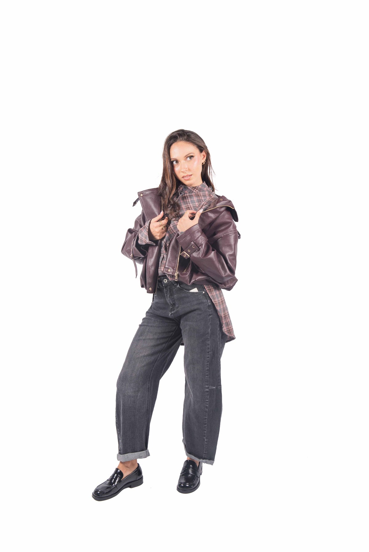 Jeans Barrel Fit Grigio donna Miss love - 2