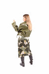 Bomber in Ecopelle Verde Oliva con Cintura in Vita donna Miss love - 6
