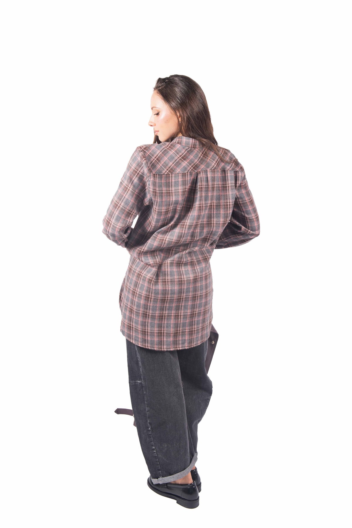 Camicia Over a Quadri con Sprone a V donna Miss love - 4