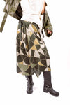 Gonna Midi a Portafoglio con Stampa Geometrica Verde donna Miss love - 3