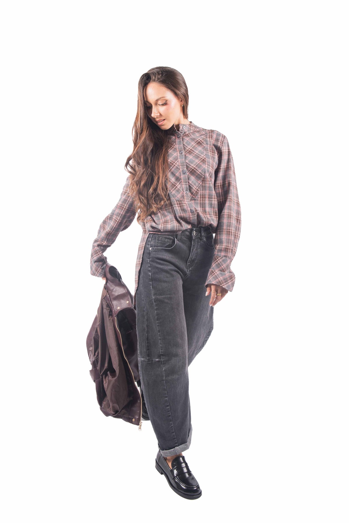 Jeans Barrel Fit Grigio donna Miss love - 3