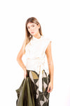 Top Smanicato in Satin Panna con Fiocco donna Miss love - 2