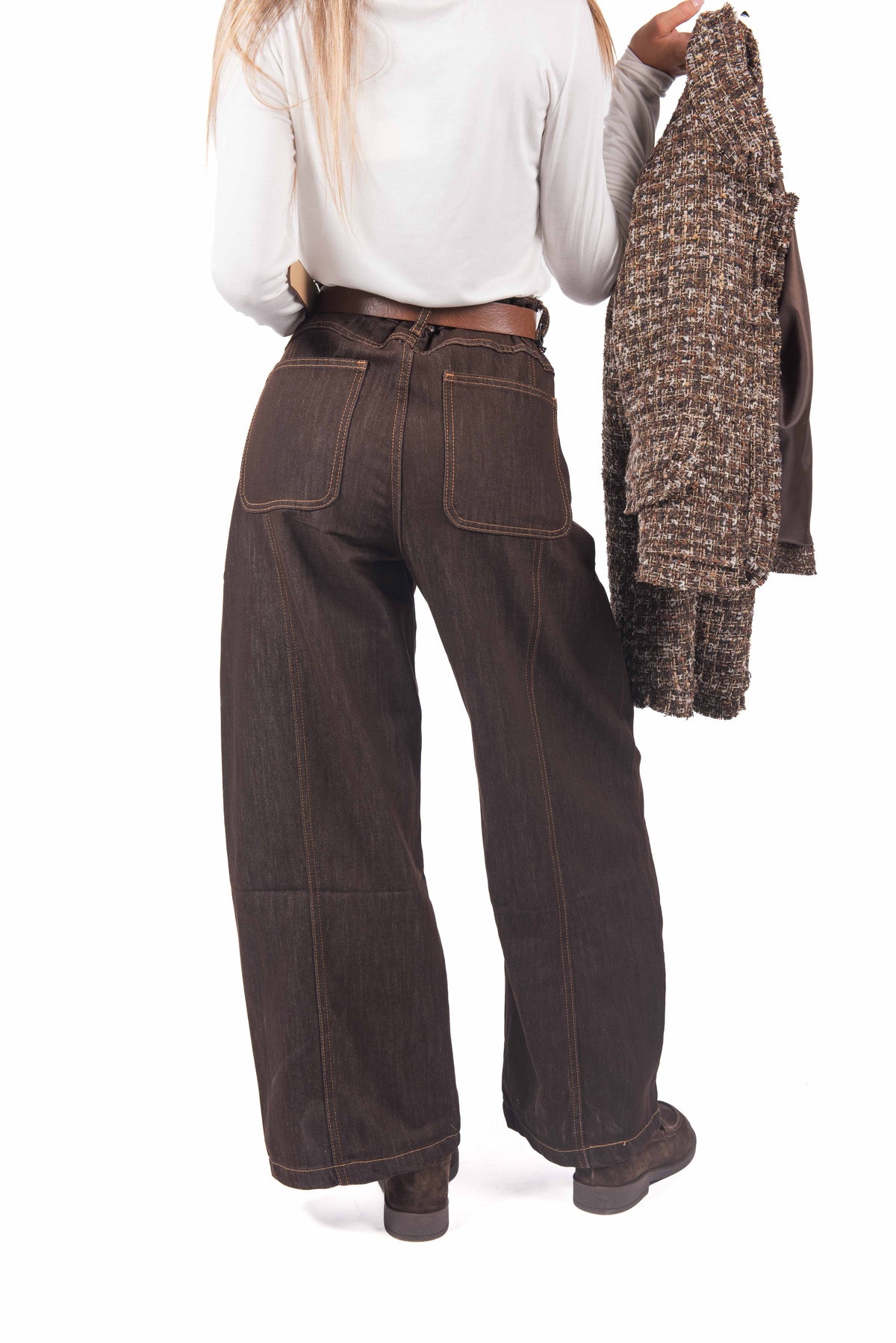 Jeans Barrel Fit con Cintura Cioccolato donna Miss love - 2