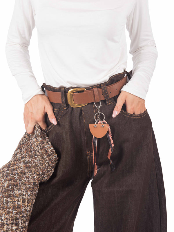 Jeans Barrel Fit con Cintura Cioccolato da donna Miss love