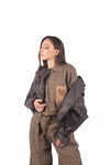 Camicia a Quadri Oversize con Taschino in Maglia e Frange donna Miss love - 3