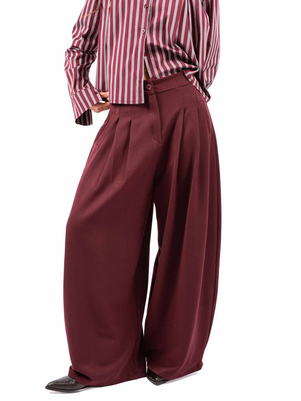 Pantaloni Palazzo Bordeaux con Pinces da donna Miss love