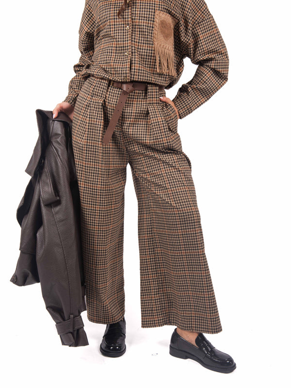 Pantaloni Palazzo a Quadri con Cintura da donna Miss love