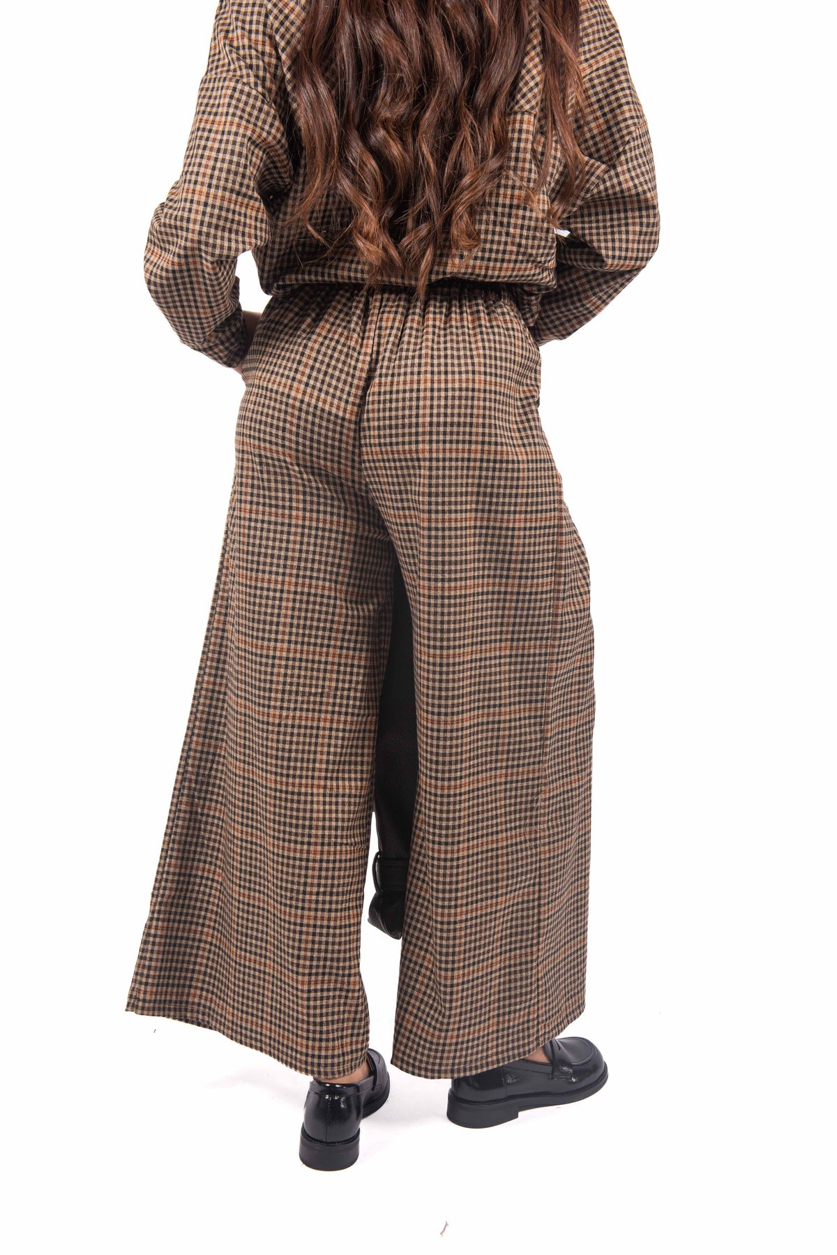 Pantaloni Palazzo a Quadri con Cintura donna Miss love - 3