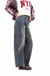 Jeans Barrel Fit con Cuciture Sagomate e Bande donna Miss love - 3