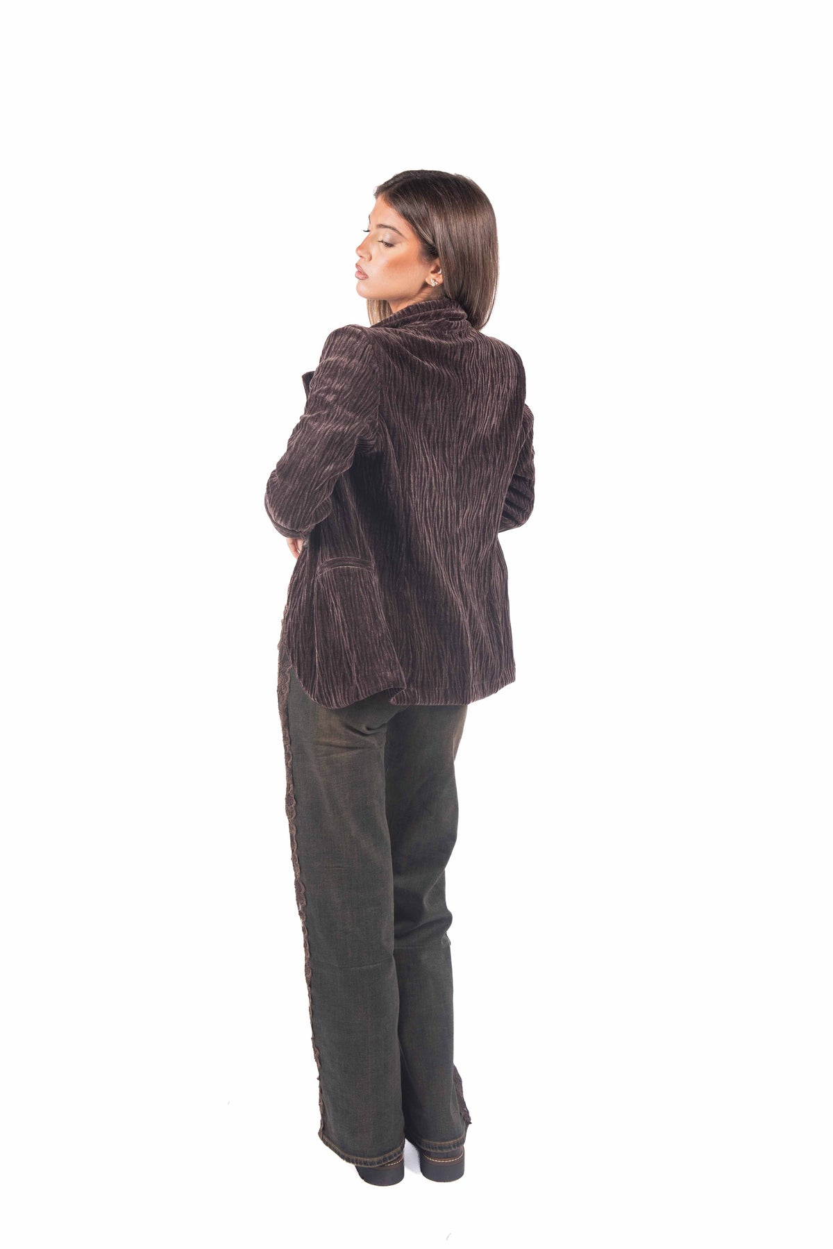 Blazer Monopetto in Velluto Plissé donna Miss love - 4