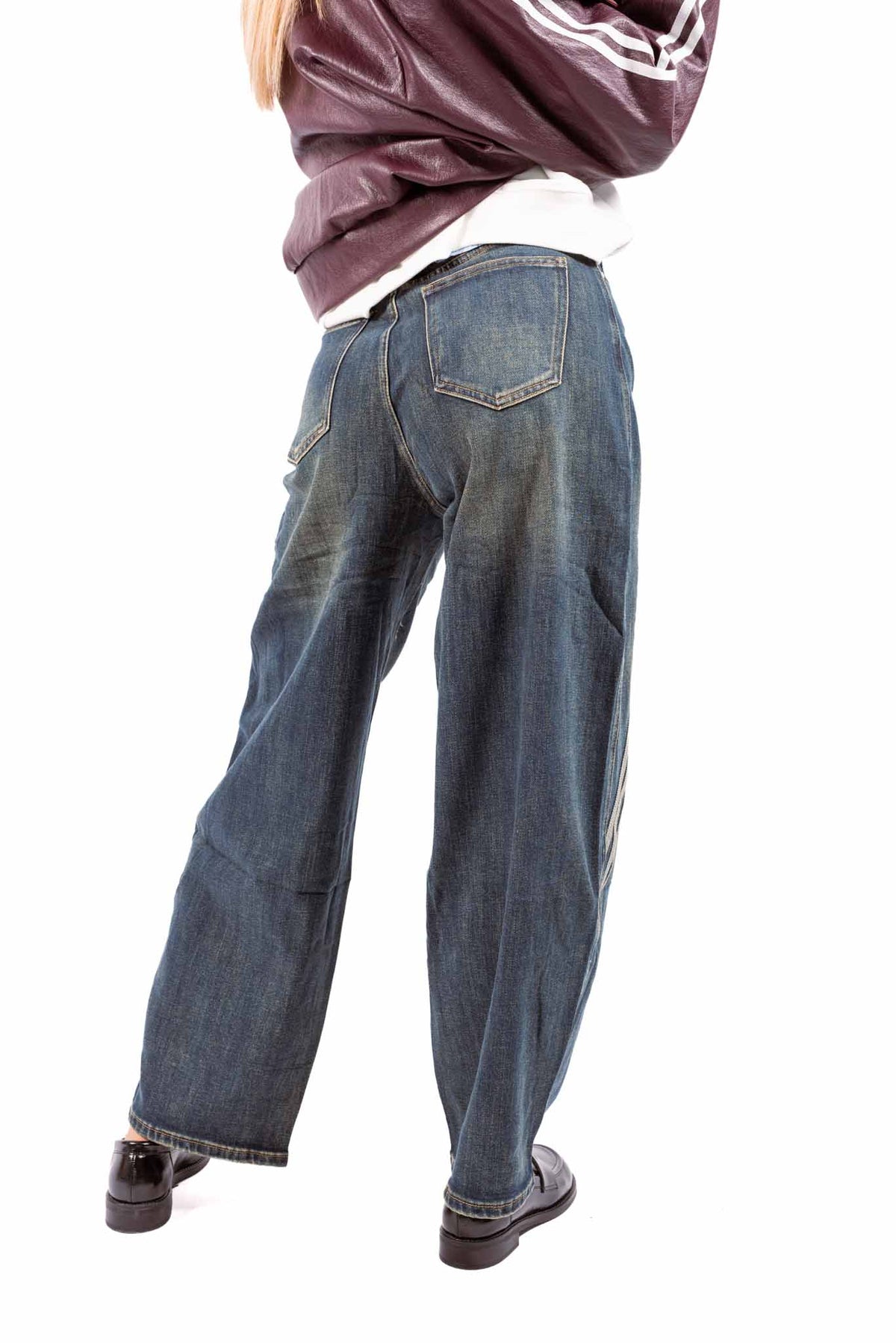 Jeans Barrel Fit con Cuciture Sagomate e Bande donna Miss love - 4