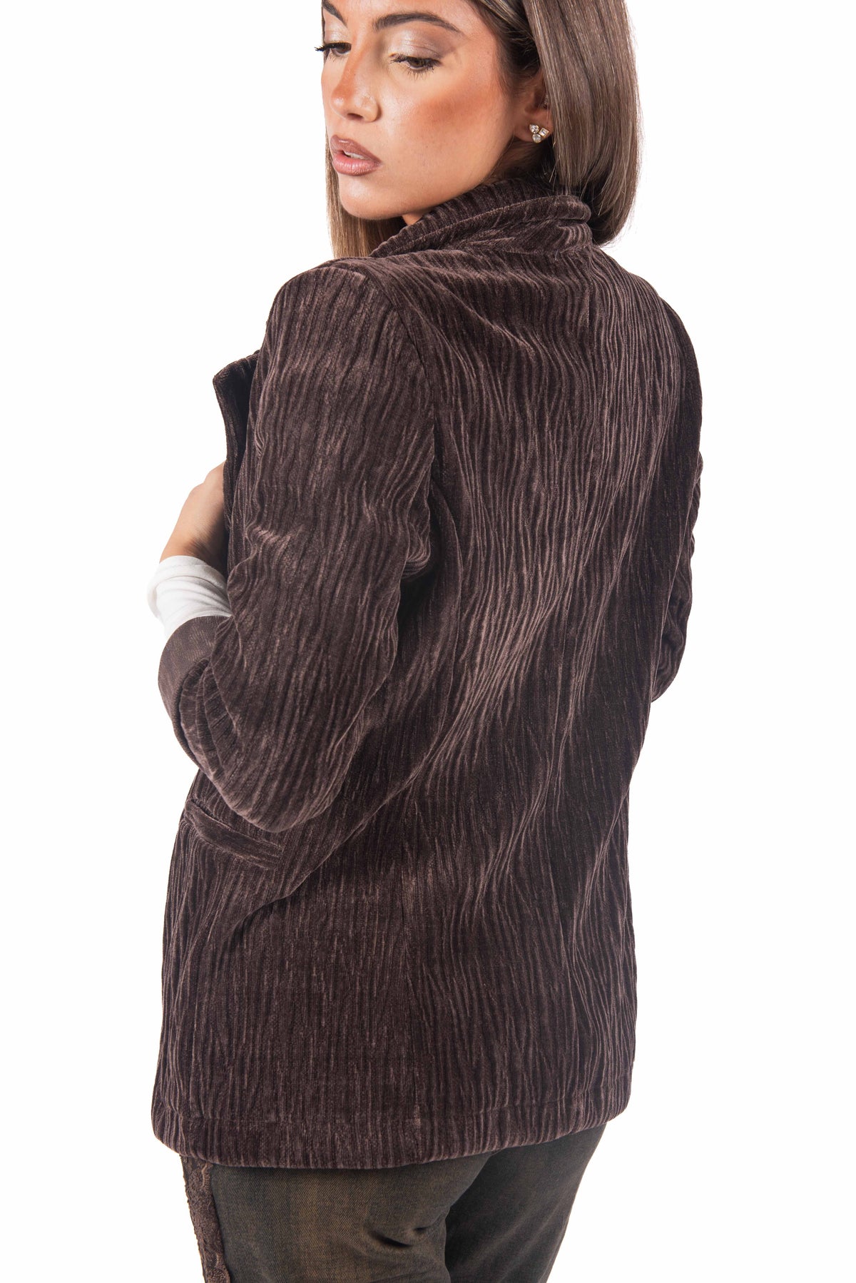 Blazer Monopetto in Velluto Plissé donna Miss love - 2