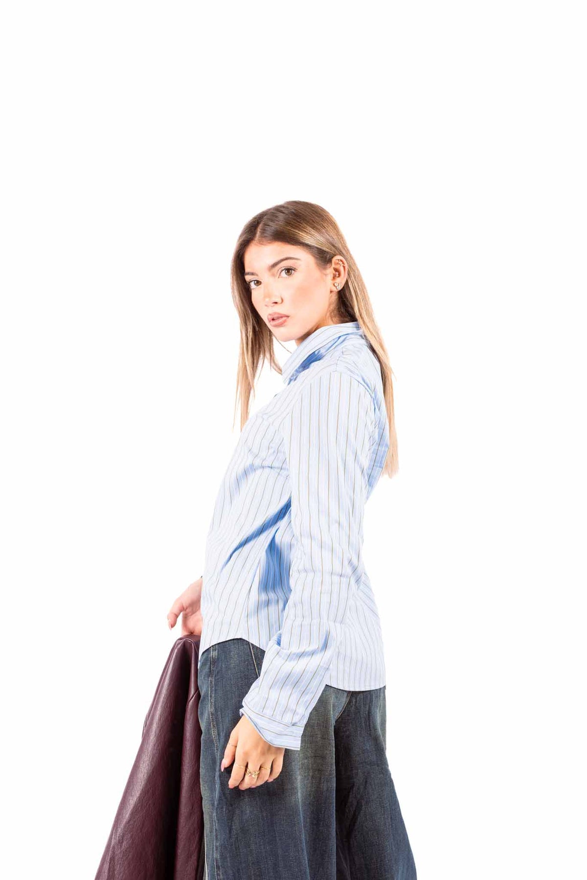 Camicia a Righe Azzurra donna Miss love - 3