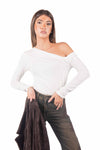 Top con Scollo Asimmetrico Bianco donna Miss love - 4
