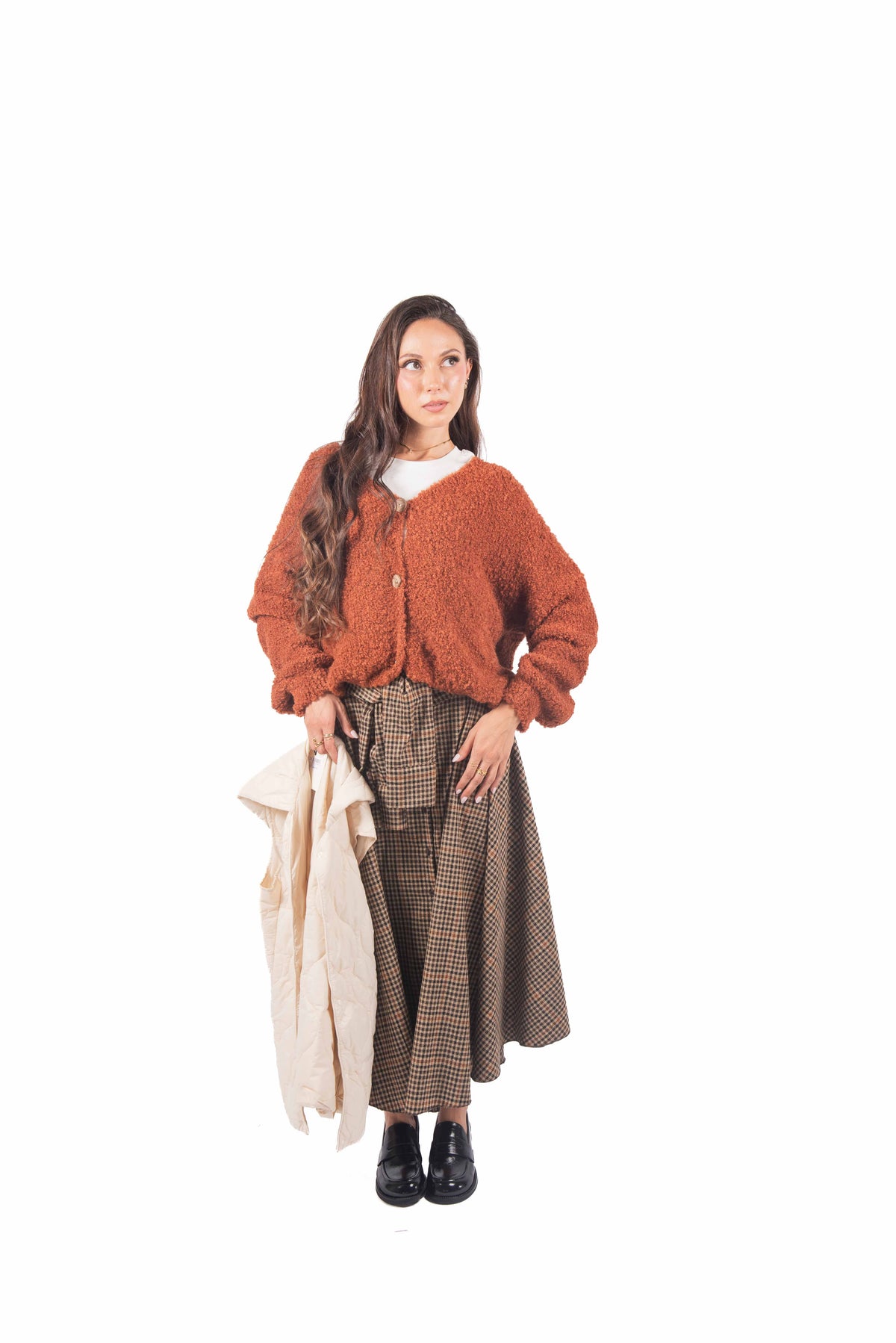 Cardigan Oversize in Maglia Bouclé donna Miss love - 2