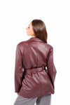 Blazer in Ecopelle Bordeaux con Cintura donna Miss love - 3
