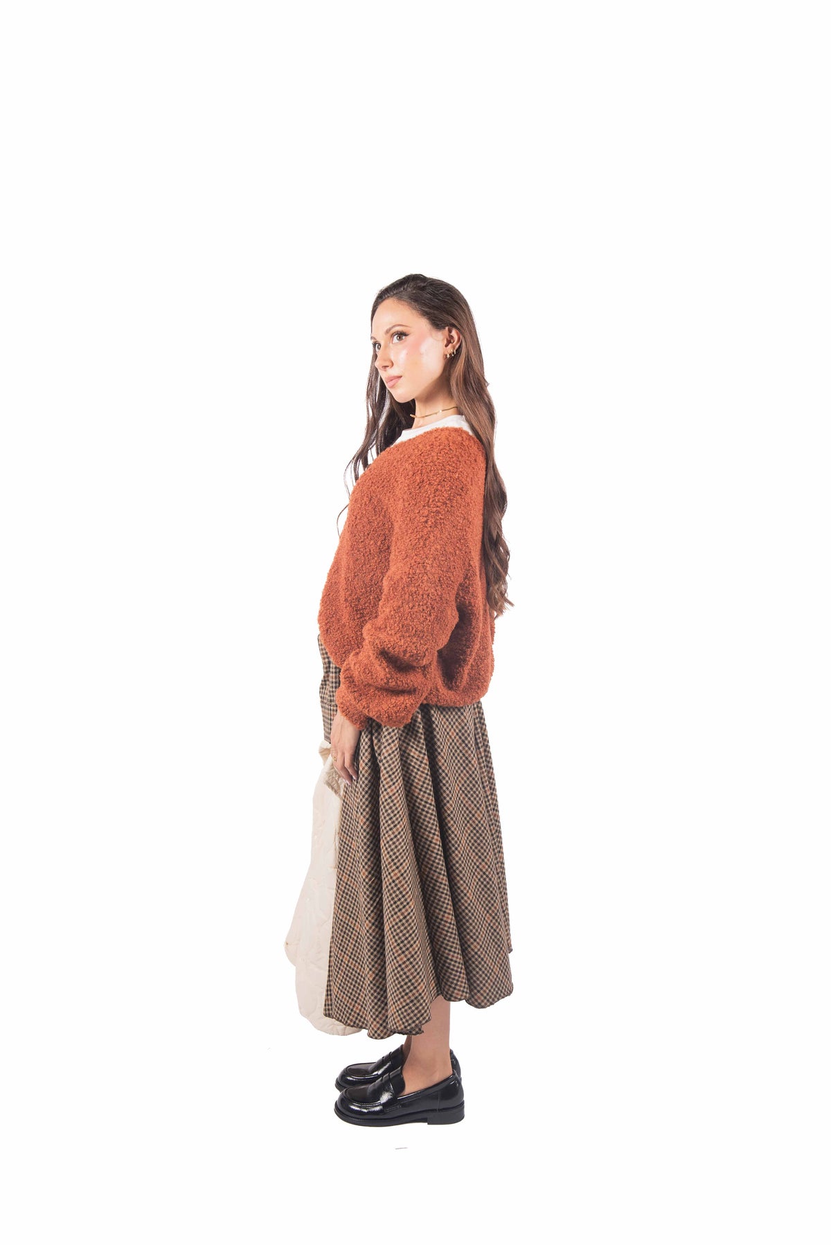 Cardigan Oversize in Maglia Bouclé donna Miss love - 3