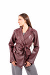 Blazer in Ecopelle Bordeaux con Cintura donna Miss love - 1
